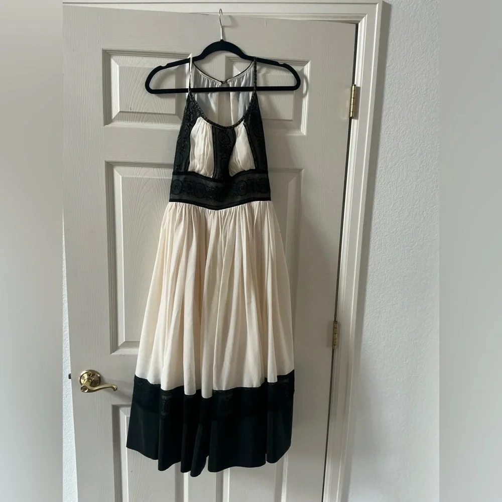 Source Unknown Black and Cream Midi Dress - Picture 1 of 5